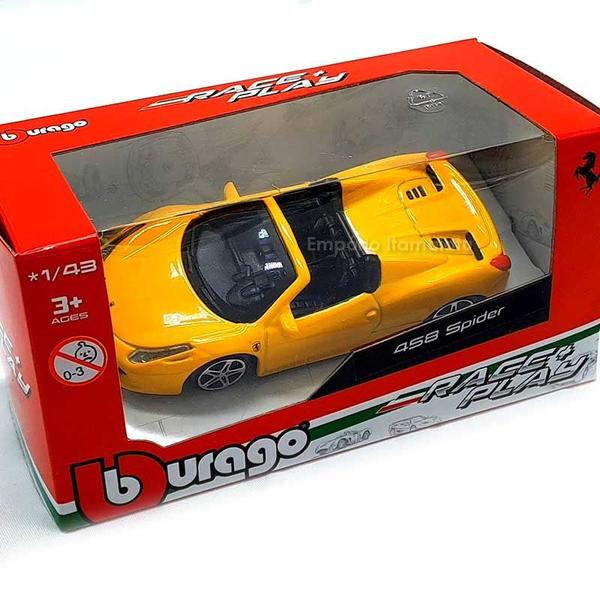 Imagem de Miniatura Carro Ferrari Racing &amp Play 458 Spider 1:43 Burago