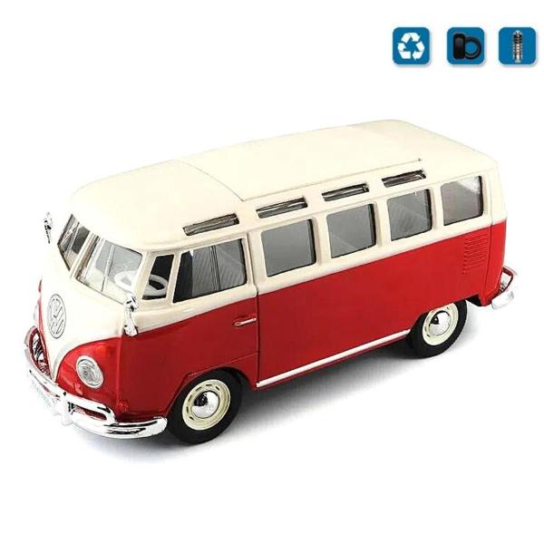 Imagem de Miniatura Carro Volkswagen Van Samba 1/25 Creme/ Vermelho Maisto 31956