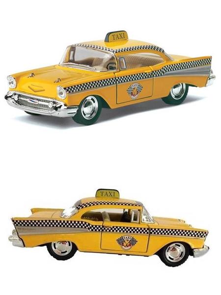 Imagem de Miniatura Chevrolet Bel Air 1957 Táxi Kinsmart 1/40 Metal e Fricção Amarelo