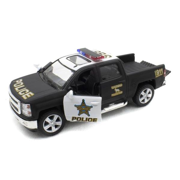 Imagem de Miniatura Chevrolet Silverado 2014 Kinsmart 1/46 Metal e Fricção Police Militar Preto