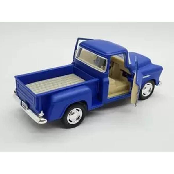 Imagem de Miniatura Chevy Stepside 1955 Kinsmart 1/32 Metal e Fricçao Azul Fosco