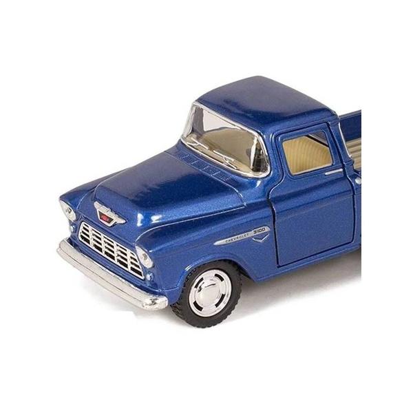 Imagem de Miniatura Chevy Stepside 1955 Pickup Kinsmart 1/32 Metal e Fricção Azul Metálico