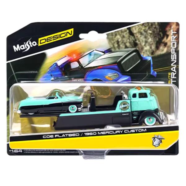 Imagem de Miniatura Coe Flatbed e Mercury Custom 1950 Elite Transport 1/64 Maisto 15055