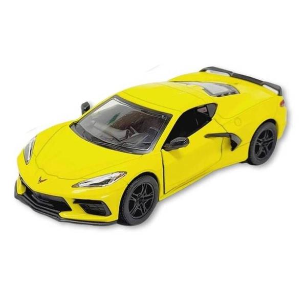 Imagem de Miniatura Corvette 2021 Kinsmart 1:36 Metal e Fricção Amarelo