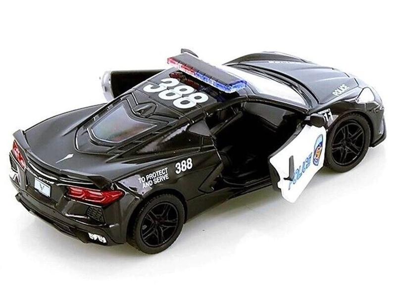 Imagem de Miniatura Corvette 2021 Kinsmart 1:36 Metal e Fricção Policia Preto