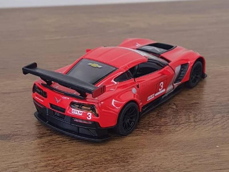 Imagem de Miniatura Corvette C7-R 2016 Kinsmart 1/36 Metal e Fricção Vermelho Esportivo