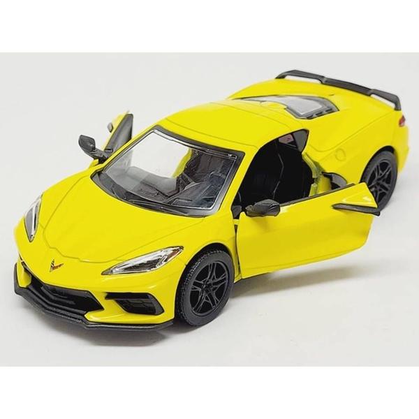 Imagem de Miniatura Corvette Esportivo 2021 Kinsmart 1:36 Metal e Fricção Amarelo