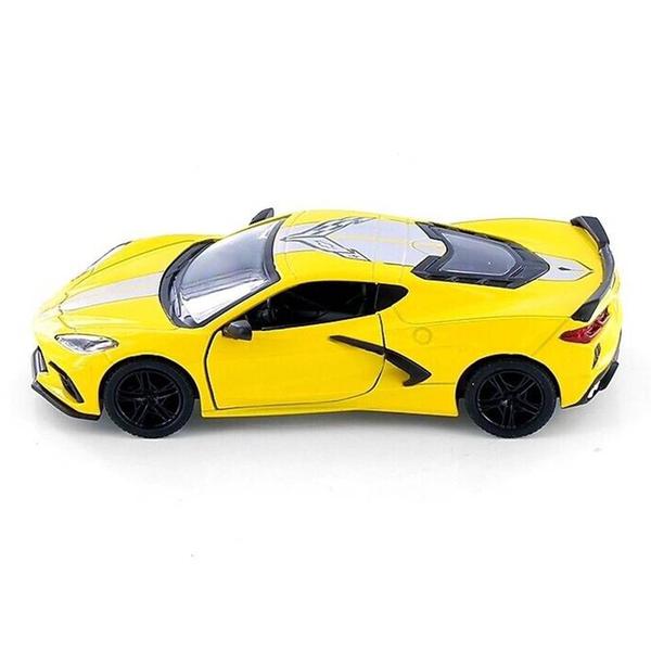 Imagem de Miniatura Corvette Esportivo 2021 Kinsmart 1:36 Metal e Fricção Amarelo