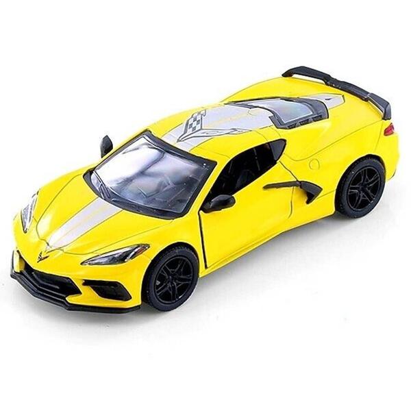 Imagem de Miniatura Corvette Esportivo 2021 Kinsmart 1:36 Metal e Fricção Amarelo