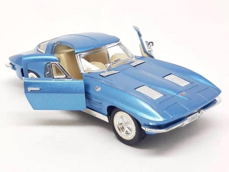 Imagem de Miniatura Corvette Sting Ray 1963 Kinsmart 1/36 Metal e Fricção Azul