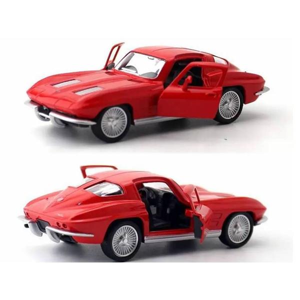 Imagem de Miniatura Corvette Stingray 1963 Chevrolet Split Window RMZ 1/36 Metal e Fricção Vermelho