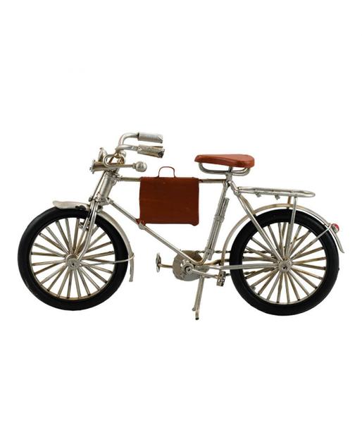 Miniatura de Bicicleta Prateada 12x23,5x7cm Retrô - Vintage - Tudo em Caixa Imagem de Miniatura de Bicicleta Prateada 12x23,5x7cm Retrô - Vintage