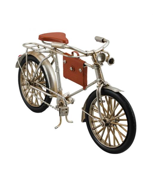 Miniatura de Bicicleta Prateada 12x23,5x7cm Retrô - Vintage - Tudo em Caixa Imagem de Miniatura de Bicicleta Prateada 12x23,5x7cm Retrô - Vintage