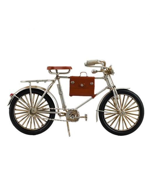 Miniatura de Bicicleta Prateada 12x23,5x7cm Retrô - Vintage - Tudo em Caixa Imagem de Miniatura de Bicicleta Prateada 12x23,5x7cm Retrô - Vintage
