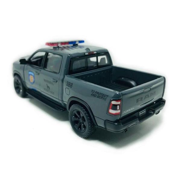 Imagem de Miniatura Dodge Ram 1500 2019 Kinsmart 1/46 Rebel Polícia Metal e Fricção Cinza