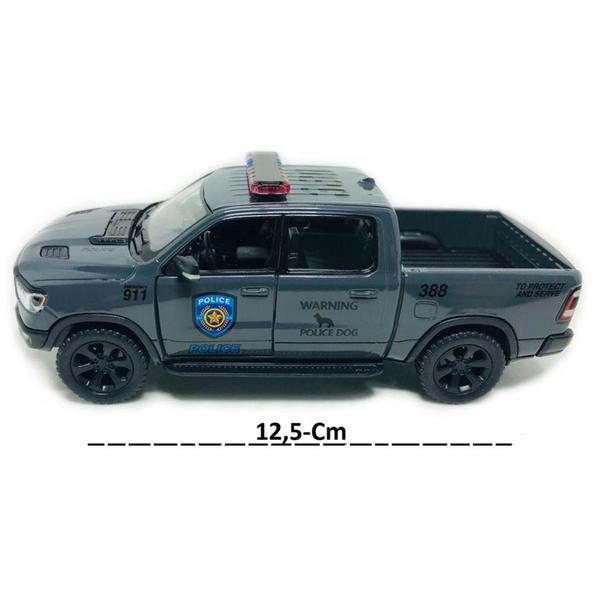 Imagem de Miniatura Dodge Ram 1500 2019 Kinsmart 1/46 Rebel Polícia Metal e Fricção Cinza