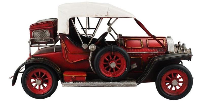 Imagem de Miniatura Enfeite Retrô Carro Antigo Grande Vermelho - 30cm