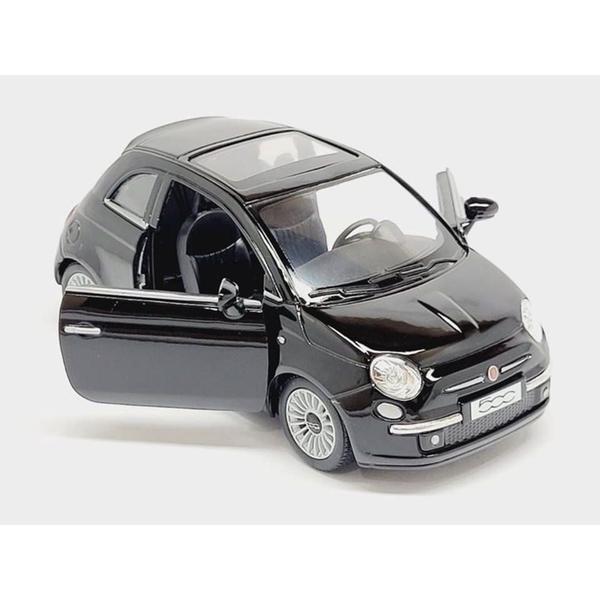 Imagem de Miniatura Fiat 500 New 2007 Kinsmart 1:28 Metal e Fricção Preto