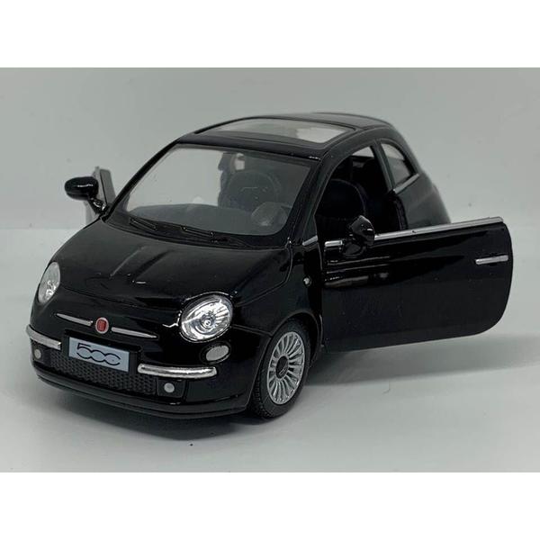 Imagem de Miniatura Fiat 500 New 2007 Kinsmart 1:28 Metal e Fricção Preto