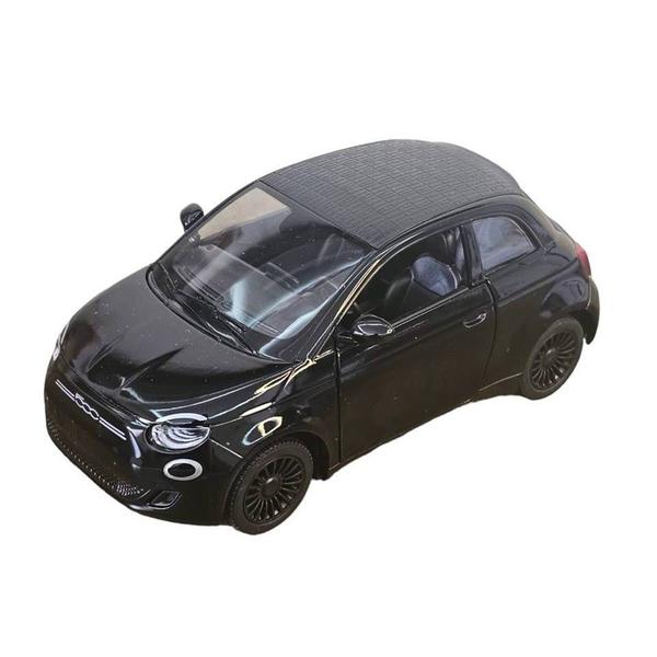 Imagem de Miniatura Fiat 500e Kinsmart 1:28 Metal e Fricção Preto Brilhante