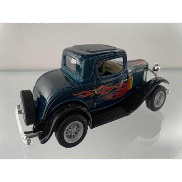 Imagem de Miniatura Ford 3 Window Coupe 1932 Kinsmart 1/34 Metal e Fricção Faixa Verde Escuro