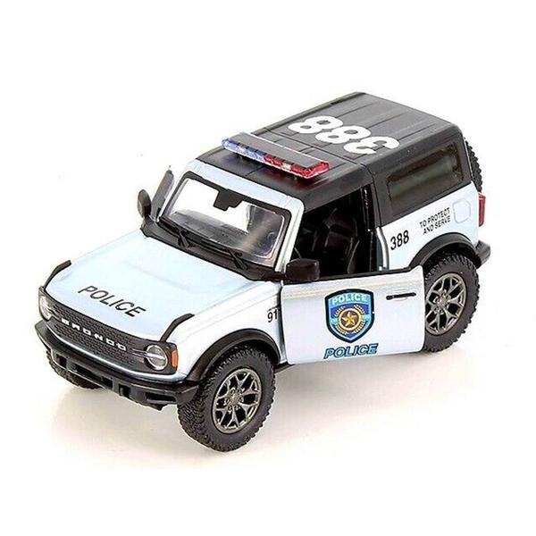 Imagem de Miniatura Ford Bronco 2022 Kinsmart 1/34 Metal e Fricção Policia Prata