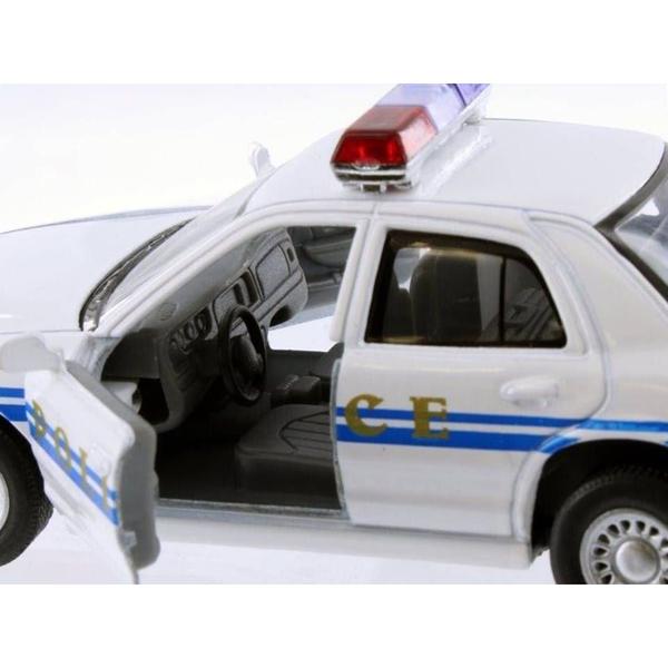 Imagem de Miniatura Ford Crown Victoria Police Interceptor Kinsmart 1/42 Metal e Fricção Branco