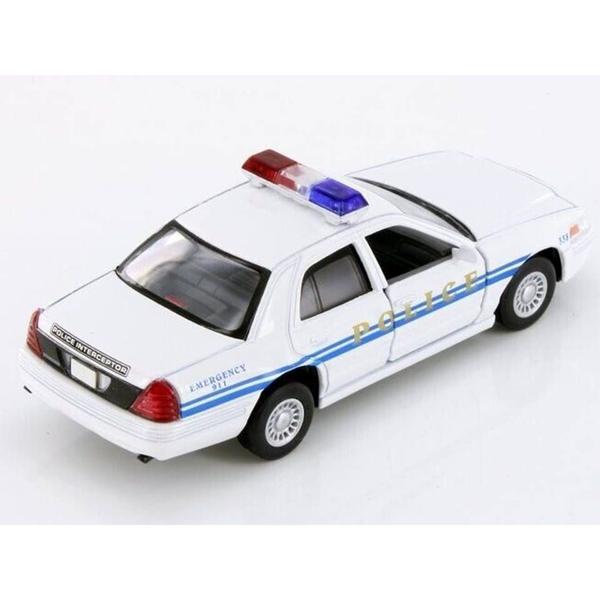 Imagem de Miniatura Ford Crown Victoria Police Interceptor Kinsmart 1/42 Metal e Fricção Branco