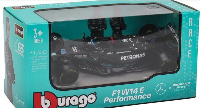 Imagem de Miniatura Fórmula 1 Mercedes AMG F1 W14 E 2023  63 George Russell  Escala 1/43  Bburago