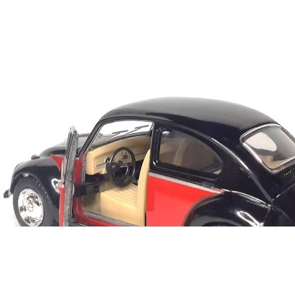 Imagem de Miniatura Fusca 1967 Kinsmart 1/32 Metal e Fricção Preto/Vermelho