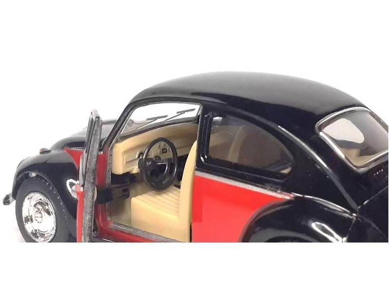 Imagem de Miniatura Fusca 1967 Kinsmart 1/32 Metal e Fricção Preto/Vermelho