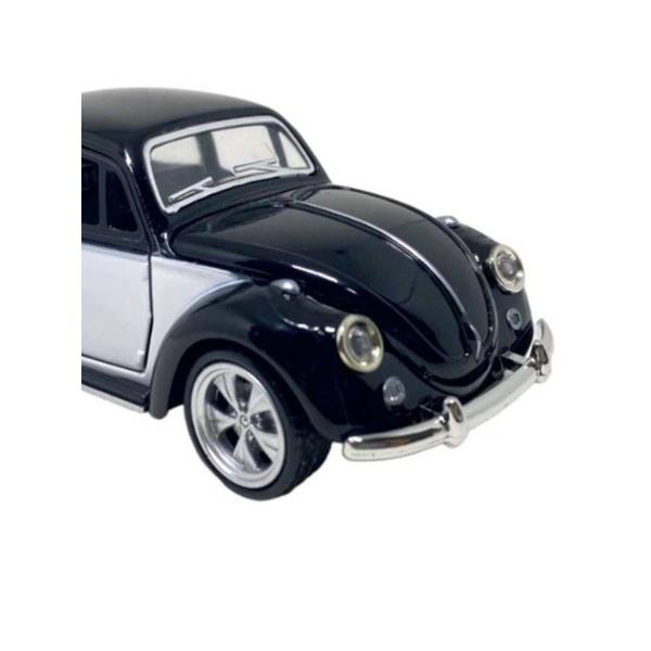 Imagem de Miniatura Fusca Rodão Metal Die Cast Fricção 1/32 Preto/Branco