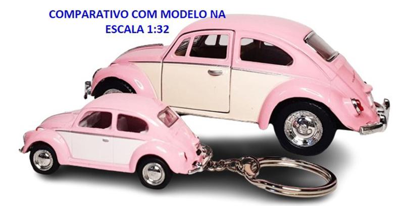 Imagem de miniatura Fusca rosa e branco chaveiro