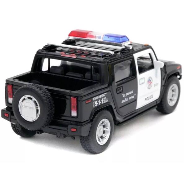 Imagem de Miniatura Hummer H2 SUT 2005 Kinsmart 1/40 Fricção e Metal Preto Polícia