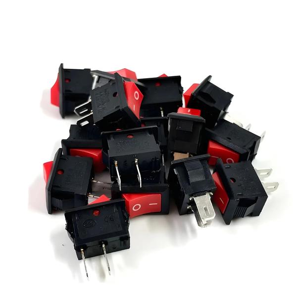 Imagem de Miniatura Interruptor Rocker Preto e Vermelho (15 Peças) - SPST, 250V/3A, 125V/6A