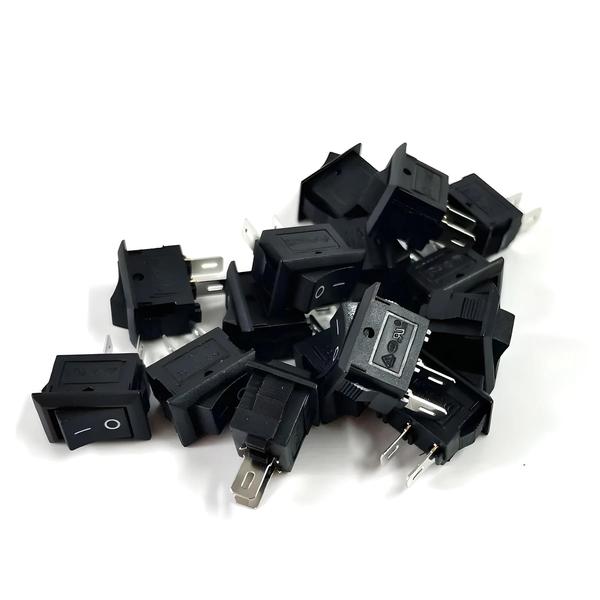 Imagem de Miniatura Interruptor Rocker Preto e Vermelho (15 Peças) - SPST, 250V/3A, 125V/6A