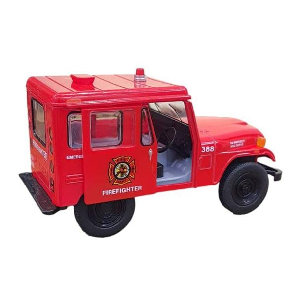 Imagem de Miniatura Jeep 1971 DJ-5B Kinsmart 1:26 Metal e Fricção Firefighter 911 Bombeiro Vermelho