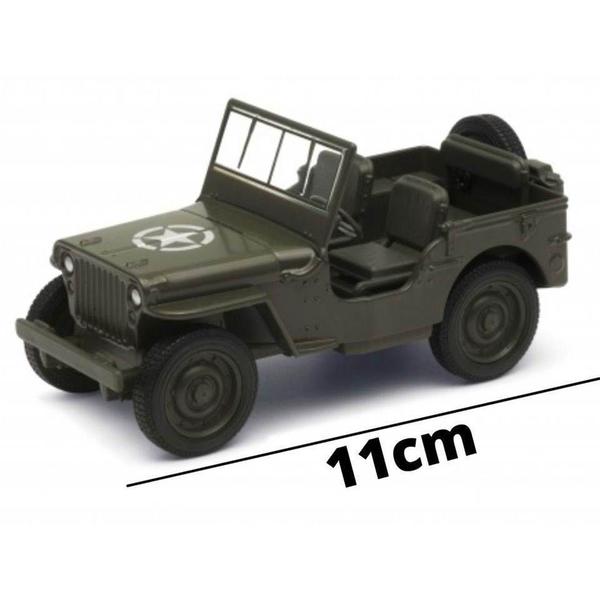 Imagem de Miniatura Jeep Militar Willys MB 1941 Welly 1/32 Metal e Fricção Verde Militar