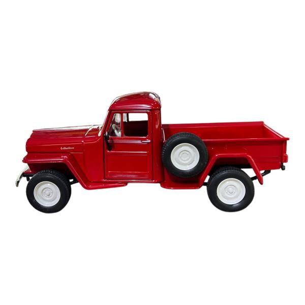 Miniatura Jeep Willys Pickup 1947 Vermelho Metal 1:24 - Miniaturas