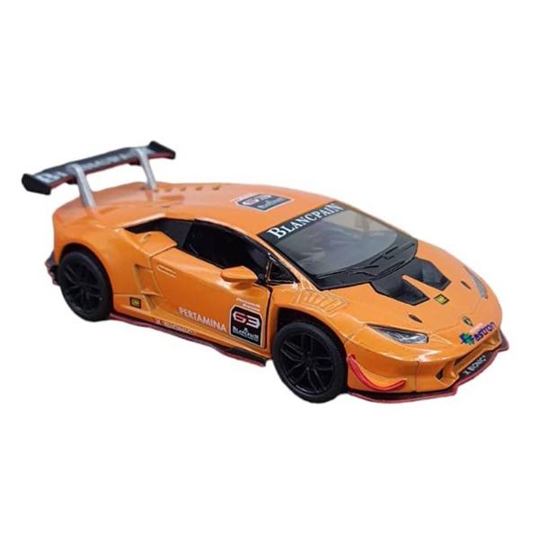 Imagem de Miniatura Lamborghini Huracán LP620-2 Super Trofeo Kinsmart 1/36 Metal e Fricção Laranja