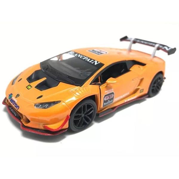 Imagem de Miniatura Lamborghini Huracán LP620-2 Super Trofeo Kinsmart 1/36 Metal e Fricção Laranja