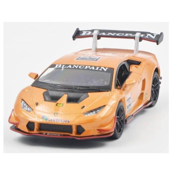 Imagem de Miniatura Lamborghini Huracán LP620-2 Super Trofeo Kinsmart 1/36 Metal e Fricção Laranja