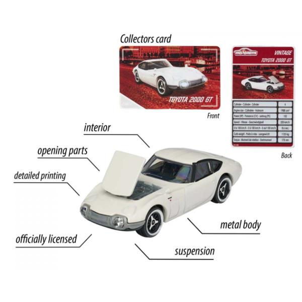 Imagem de Miniatura Majorette Vintage Toyota 2000 GT c/Card 1/64 Metal Branco