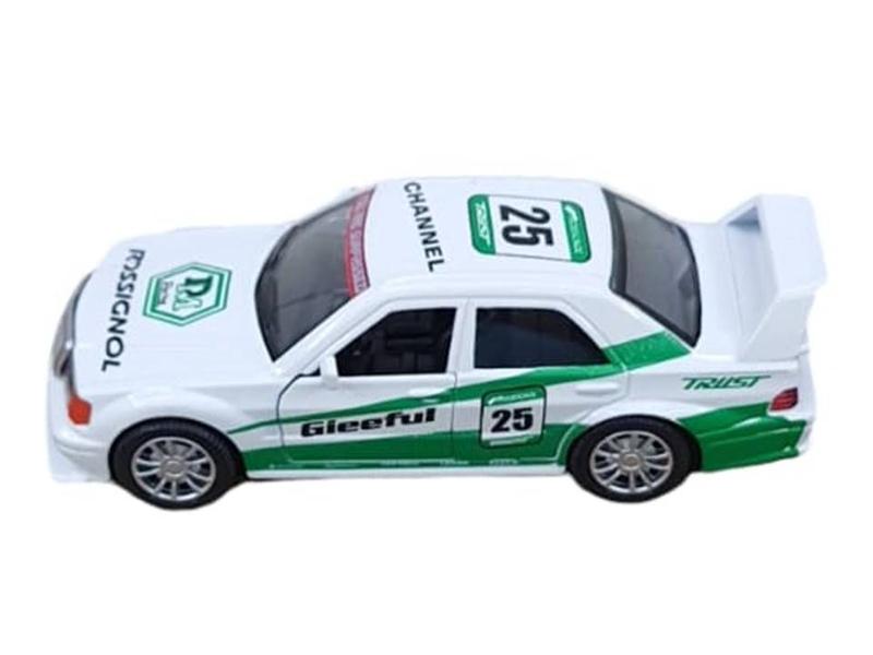 Imagem de Miniatura Mercedes Rally Stock Car Corrida 12 cm Metal e Fricção Branca