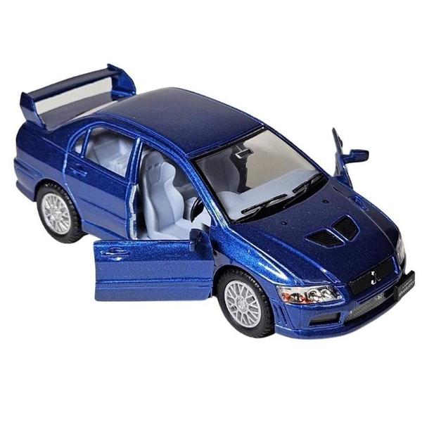 Imagem de Miniatura Mitsubishi Lancer Evolution VII Kinsmart 1/36 Metal e Fricção Azul