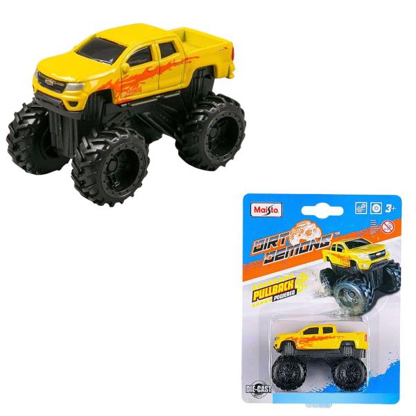 Imagem de Miniatura Picape Dirt Demons Chevrolet Colorado 2015 1/64 Amarelo Maisto 15030