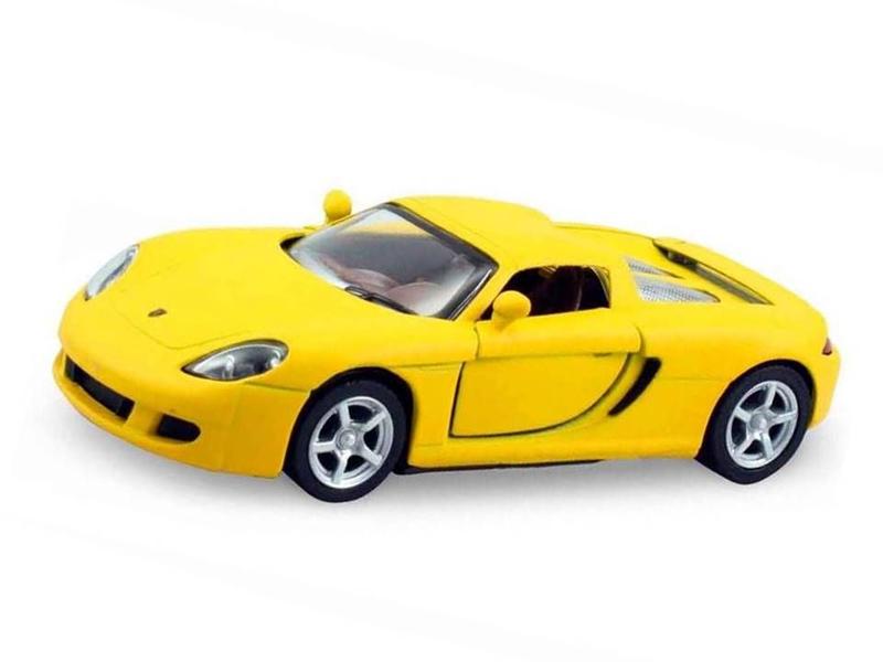 Imagem de Miniatura Porsche Carrera GT Kinsmart 1:36 Metal e Fricção Amarelo