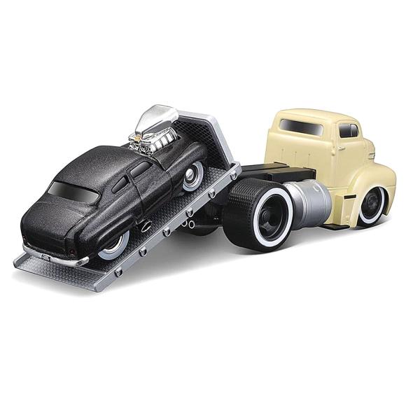 Imagem de Miniatura Reboque Ford Coe Flatbed 1950 Com Mercury 1949 1/64 Maisto 11532