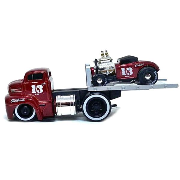 Imagem de Miniatura Reboque Ford Coe Flatbed 1950 E Ford Roadster 1932 1/64 Maisto 11532