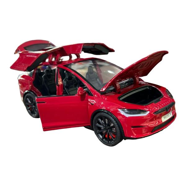 Imagem de Miniatura Tesla Model X Vermelho Acende Luz E Som 1:24